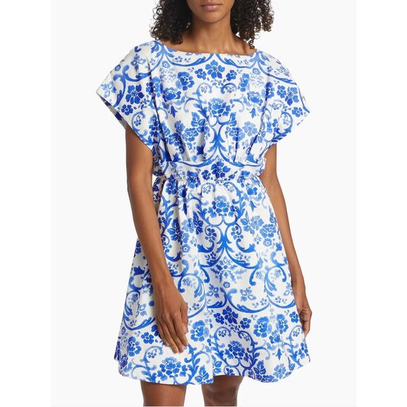 Carolina Herrera Floral Ruffled Minidress in Bluebell Multi US 10 $1990 - Picture 2 of 12